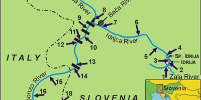 Kort af soca river Slóveníu